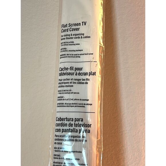 Legrand C30 Flatscreen TV Cord Cover Kit White Paintable 48"/4' Foot Channel NEW - Picture 6 of 7